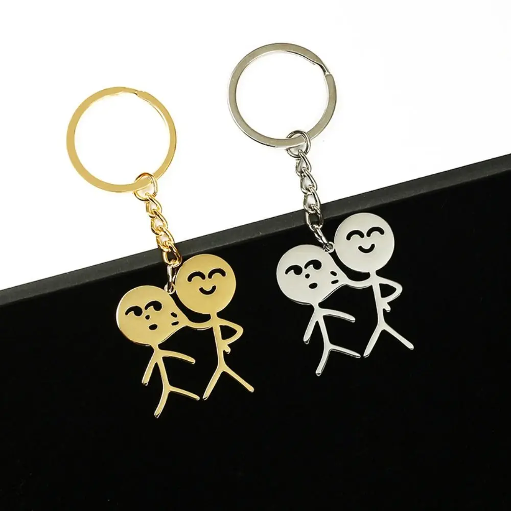 Funny Than Heart Stickman Keychain Personality Metal Couple Keychain Cute Interesting Match People Keyring Jewelry Gifts