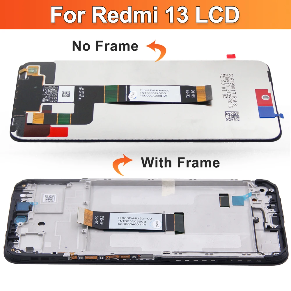 OEM For Xiaomi Redmi 13 LCD Display Screen With Frame Touch Screen Assembly For Redmi 13 LCD Display Screen 100% Tested