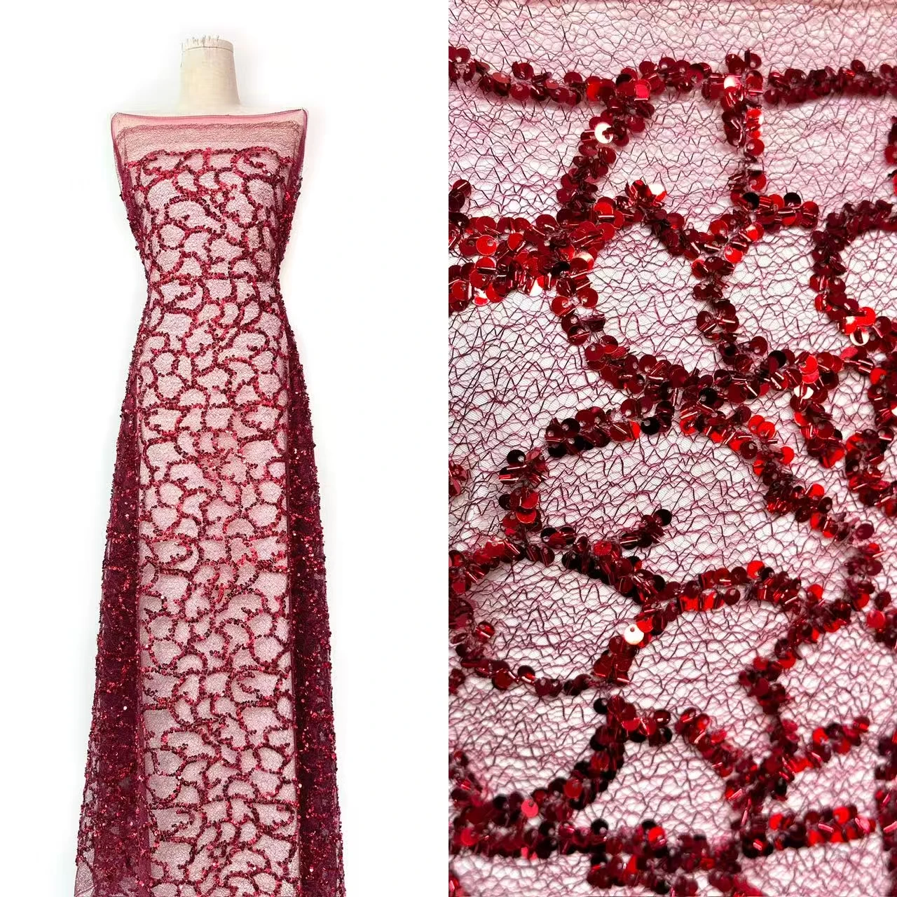 Luxury African Sequin Lace Fabric 2026 Premium French-Nigerian Lace Fabric Suitable for Christma Party Gown Sewing Material 1904