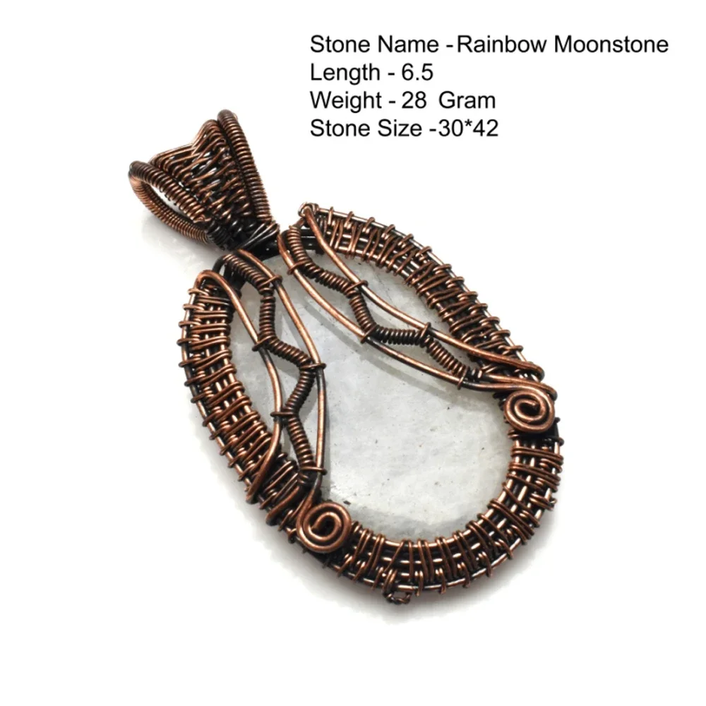 

Genuine Rhodochrosite Labradorite Tiger Eye Copper Wire Wrapped Pendant