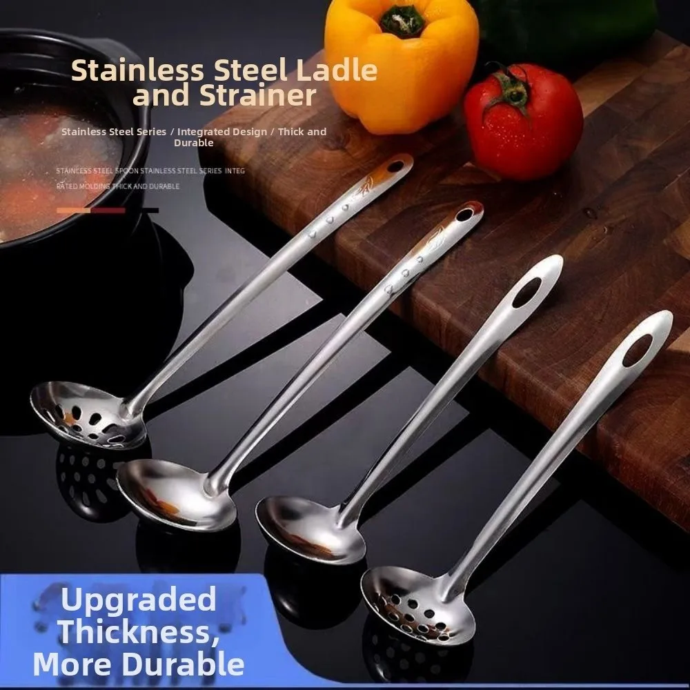 New Heat-resistant Hot Pot Ladle Hot Pot Spoon Stainless Steel Thickened Hotpot Ladle Set 25.5/27cm itchen Soup Serving Spoon