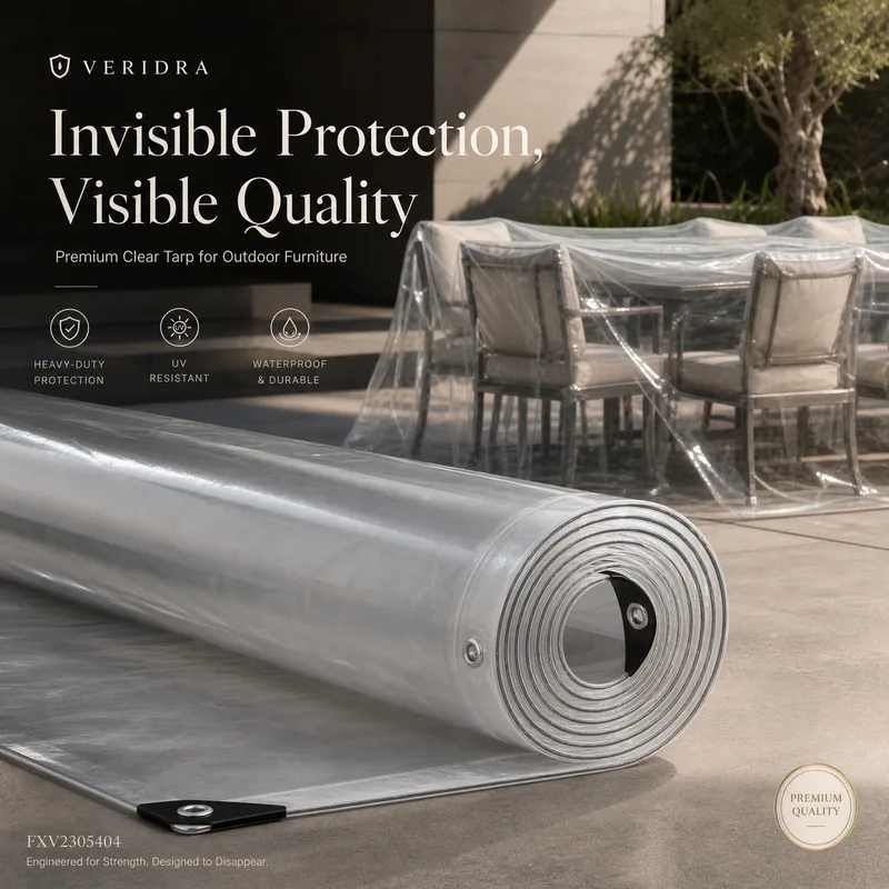Transparente Plane mit Ösen 3x10 m Polyethylen, robuste, durchsichtige Poly-Abdeckplane mit Ösen für Camping, Abdeckung für Garten und Terrasse, 3x10m Plane für den Außenbereich