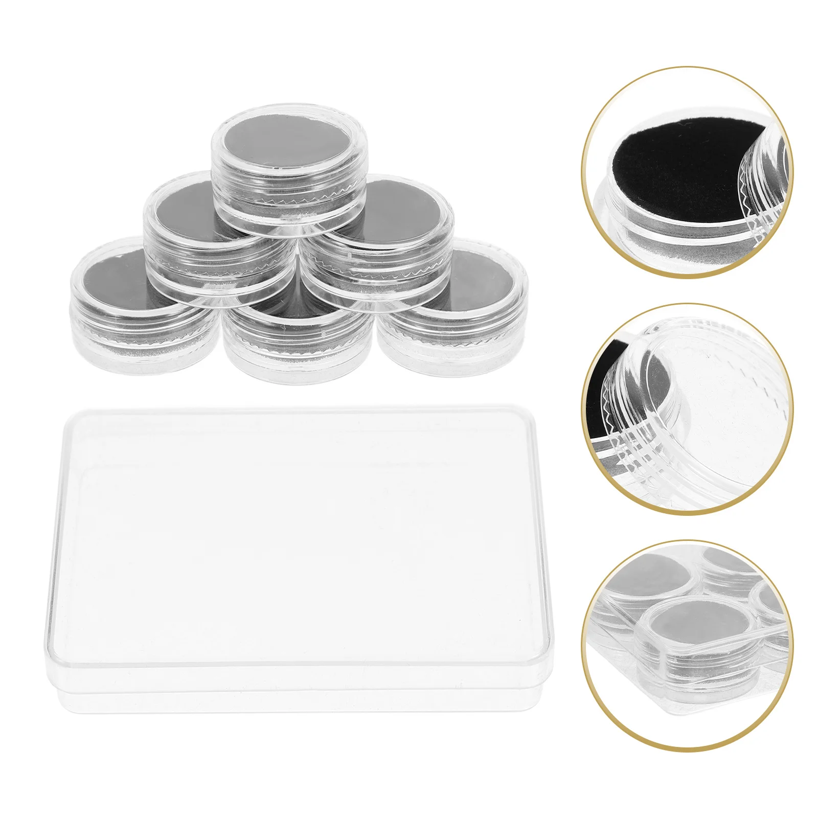 1Set Clear Ultra-Small Threaded Lid Storage Box Gemstone Display Case Jewelry Organizer Acrylic Holder Dustproof Protective