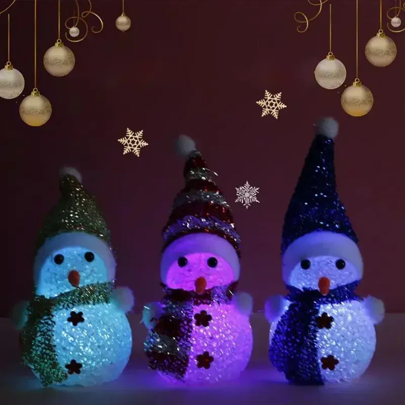 1PC LED Luminous Snowman Kids Toy Christmas Decor Ornament Flashing Light Ball Glowing Toys for Children Funny Xmas Party Gifts