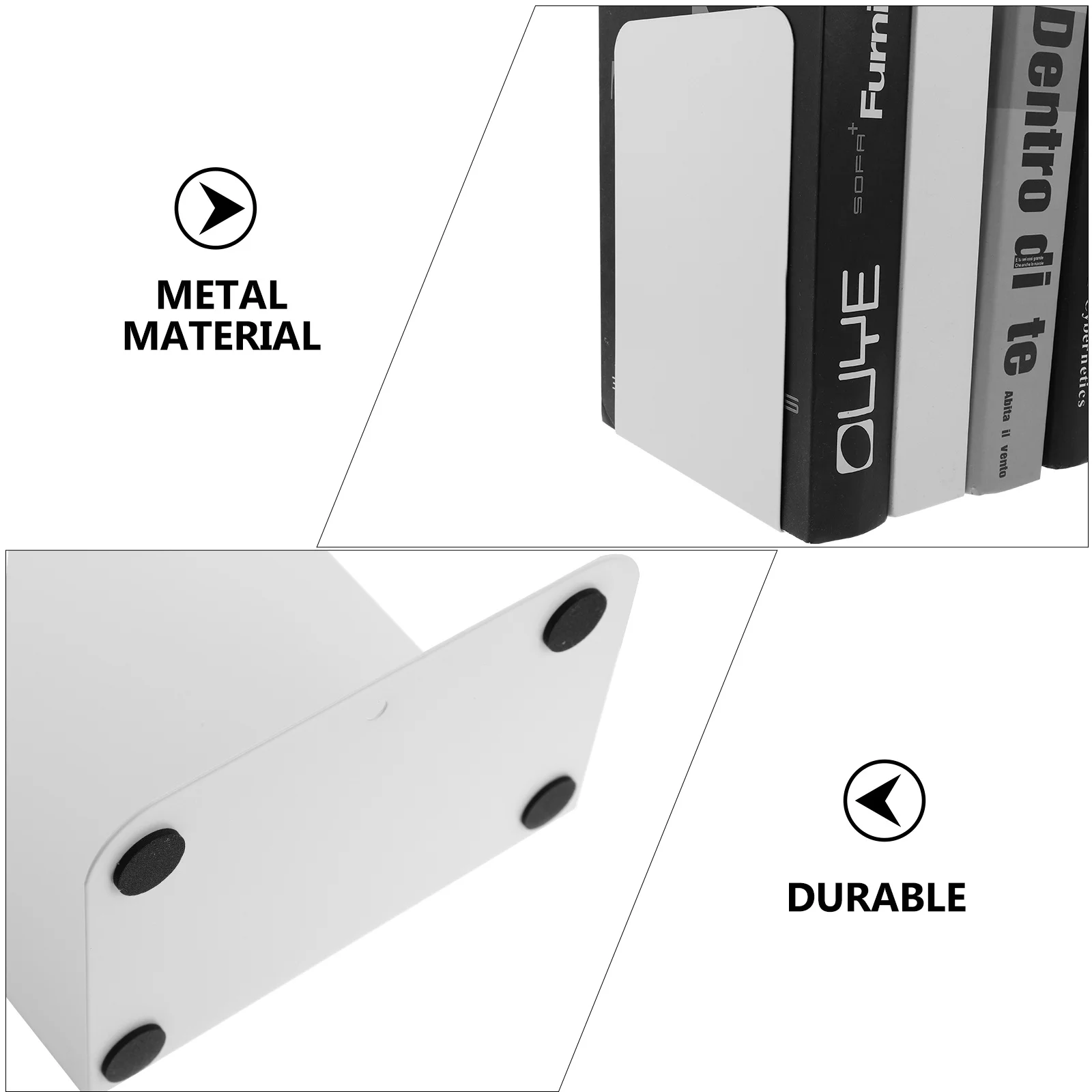 

2Pcs Premium Metal Book Stoppers Simple Decorative Desktop Files Magazines Tidy Tool Metal Book Ends Student Bookends
