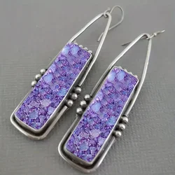 2PCS Retro Bohemian Earrings Imitation Turquoise Men's and Women's Vintage Jewelry Birthday Party Anniversary Gift Christmas