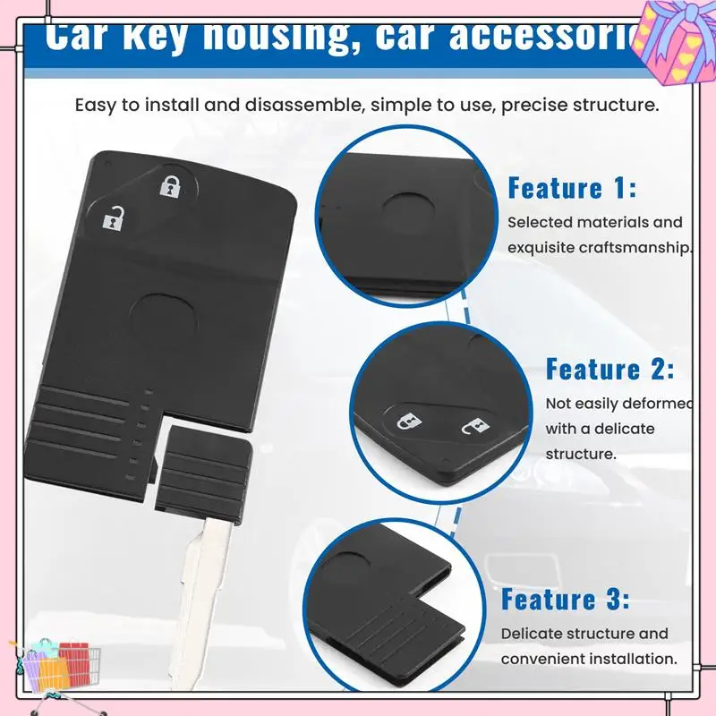 

A77T-2 Button Smart Card Remote Key Shell Case For Mazda 5 6 CX-7 CX-9 RX8 Miata