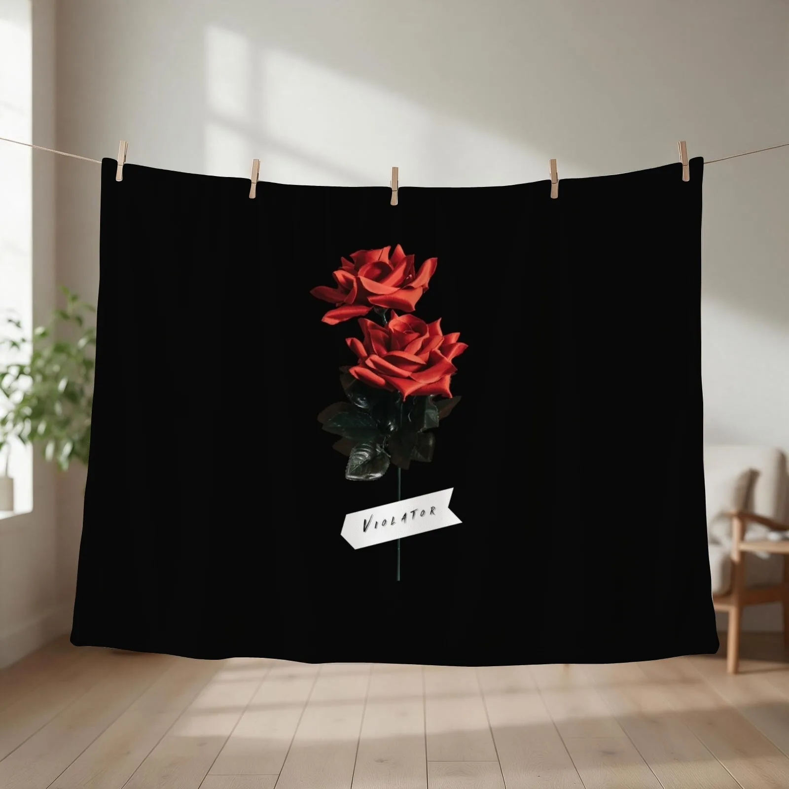 dm, violator aesthetic rose design Throw Blanket couch cozy soft plush fuzzy picnic outdoor blanket