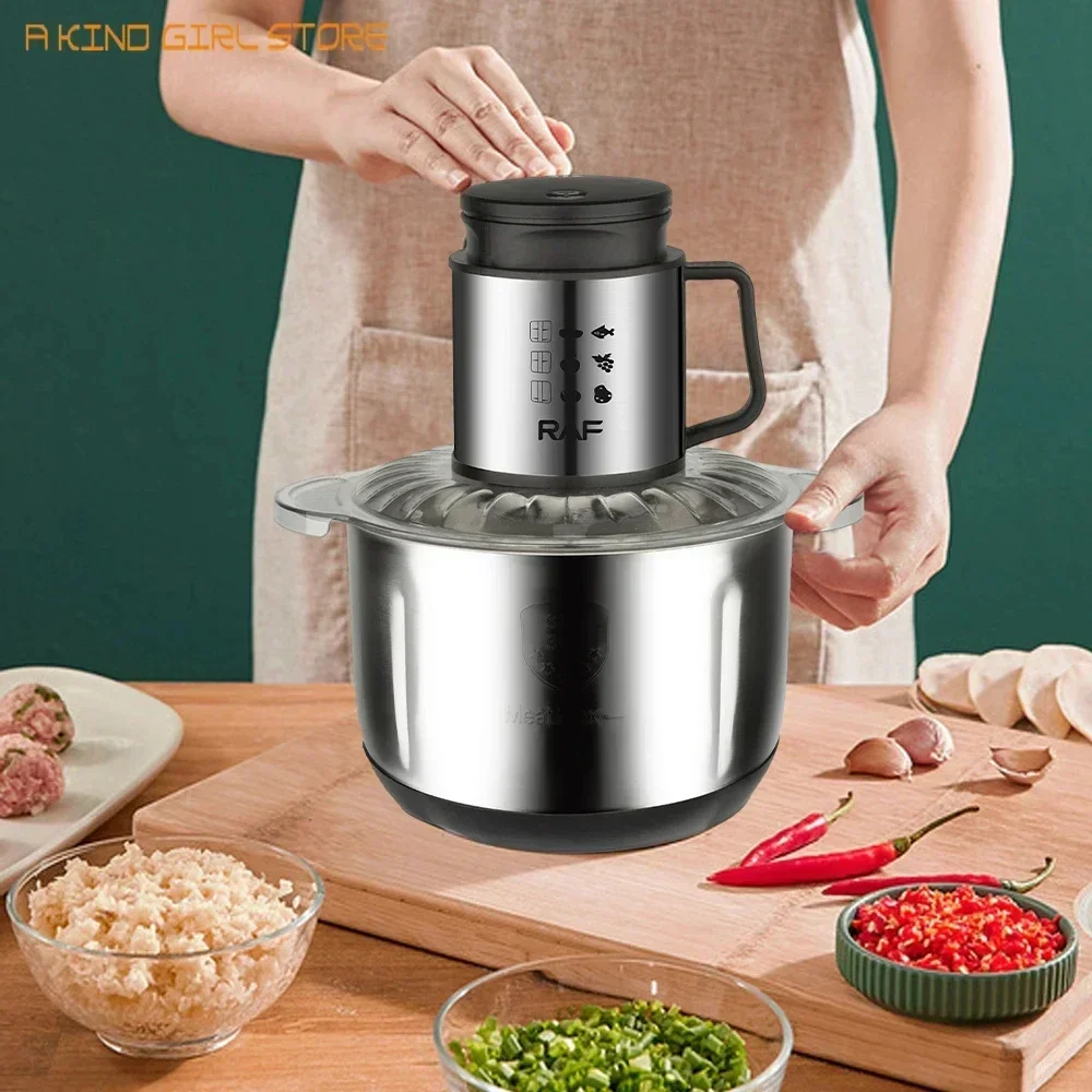 12Pcs/Box 3L Large Capacity 1000W Electric Food Processor Chopper Stainless Steel Vegetables Meat Grinder Mincer Kitchen Tool