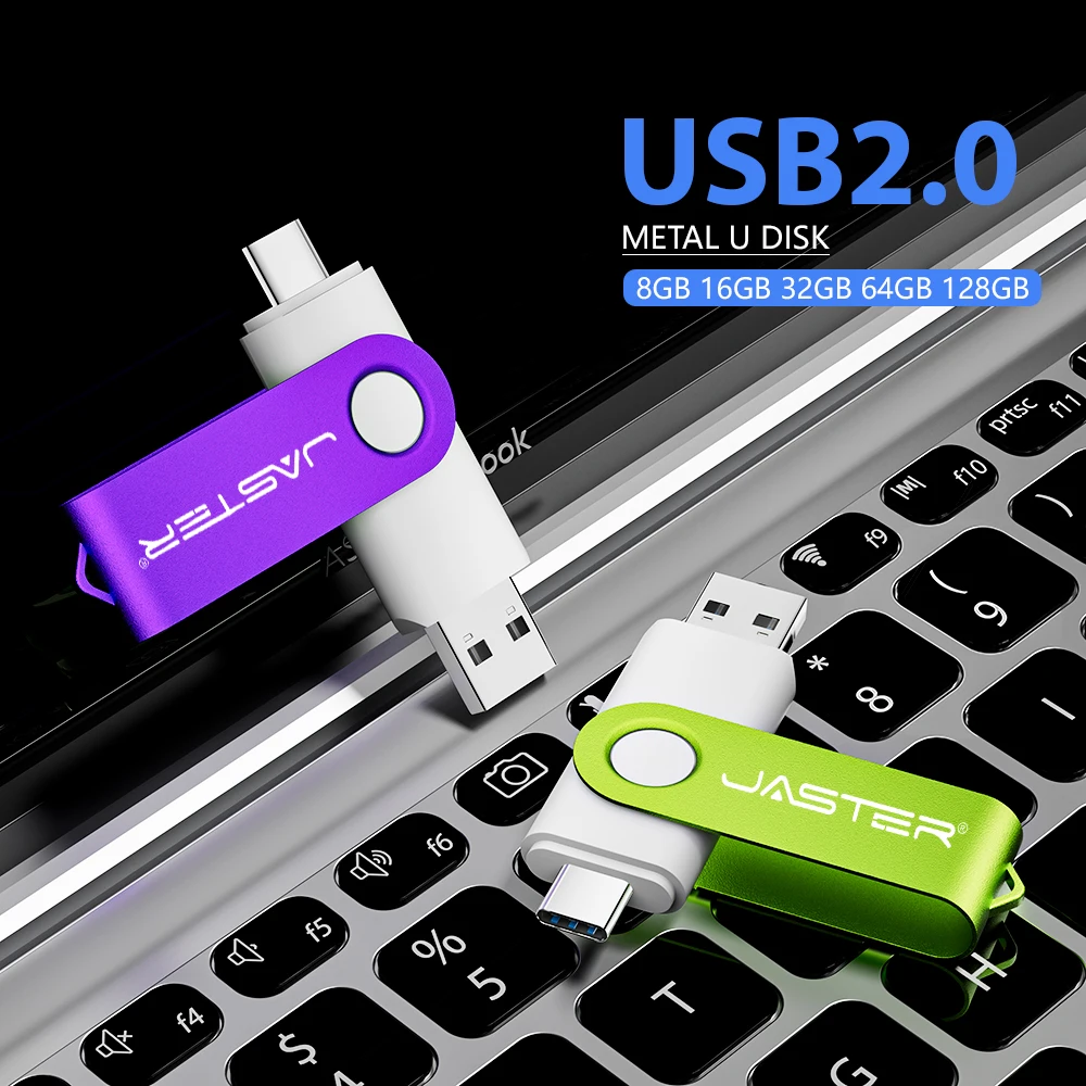 JASTER TYPE-C Regalo aziendale Chiavetta USB Memory Stick in metallo da 128 GB Chiavetta USB bianca da 64 GB Capacità reale da 32 GB Pendrive da 16 GB