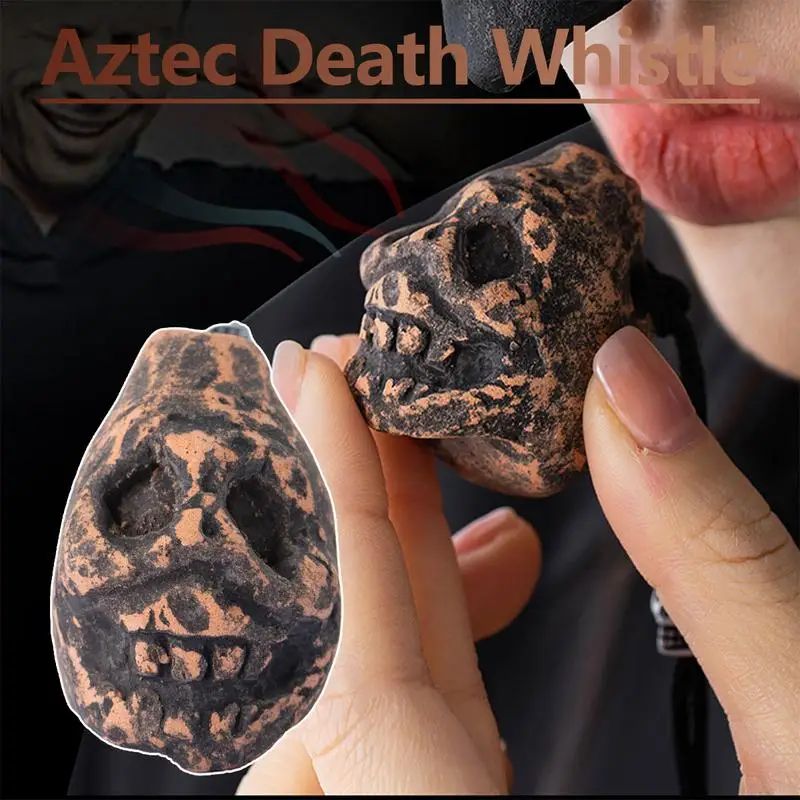 Aztec Death Whistle Loud Scary Realistic Human Screaming Battle Whistle Outdoor Camping Emergency Whistle Skull Thunder Echoes
