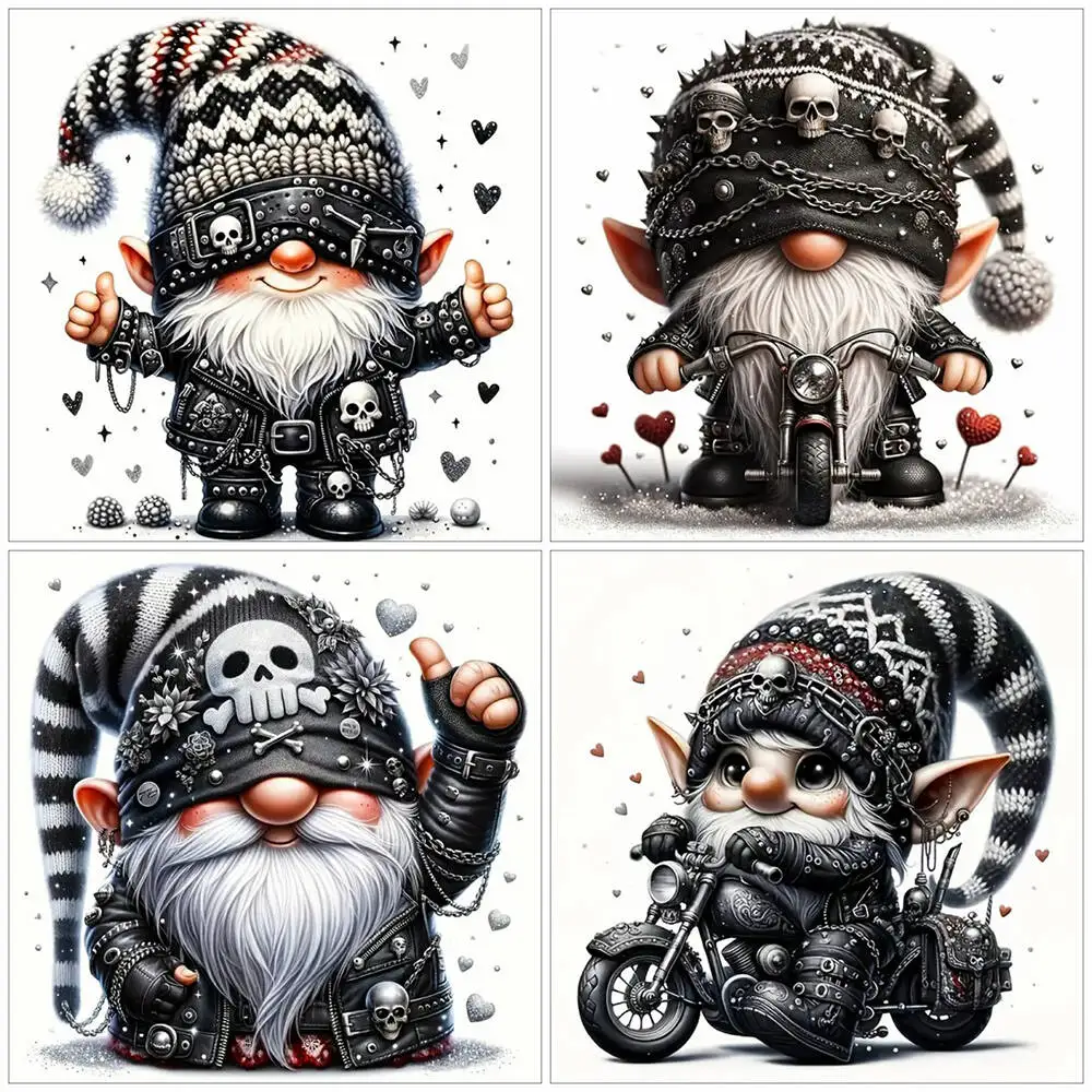 EverShine Diamond Painting Gnome Skeleton DIY Mosaic Cartoon Portrait Full Kit Embroidery Dwarf Motorcycle Halloween Wall Decor