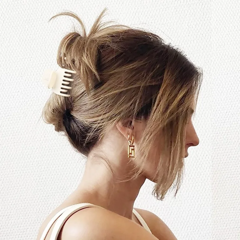 4개입 여성용 작은 헤어 집게핀, 이중 톱니 중간 크기 헤어 클로, 얇은 모발용 소녀 헤어핀, 패션 헤어 액세서리