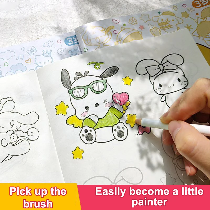 Sanrio Hello Kitty Creative Painting Notebook Children Sketching Coloring Copy Notebook Elementary School Line Draft Kids Gifts