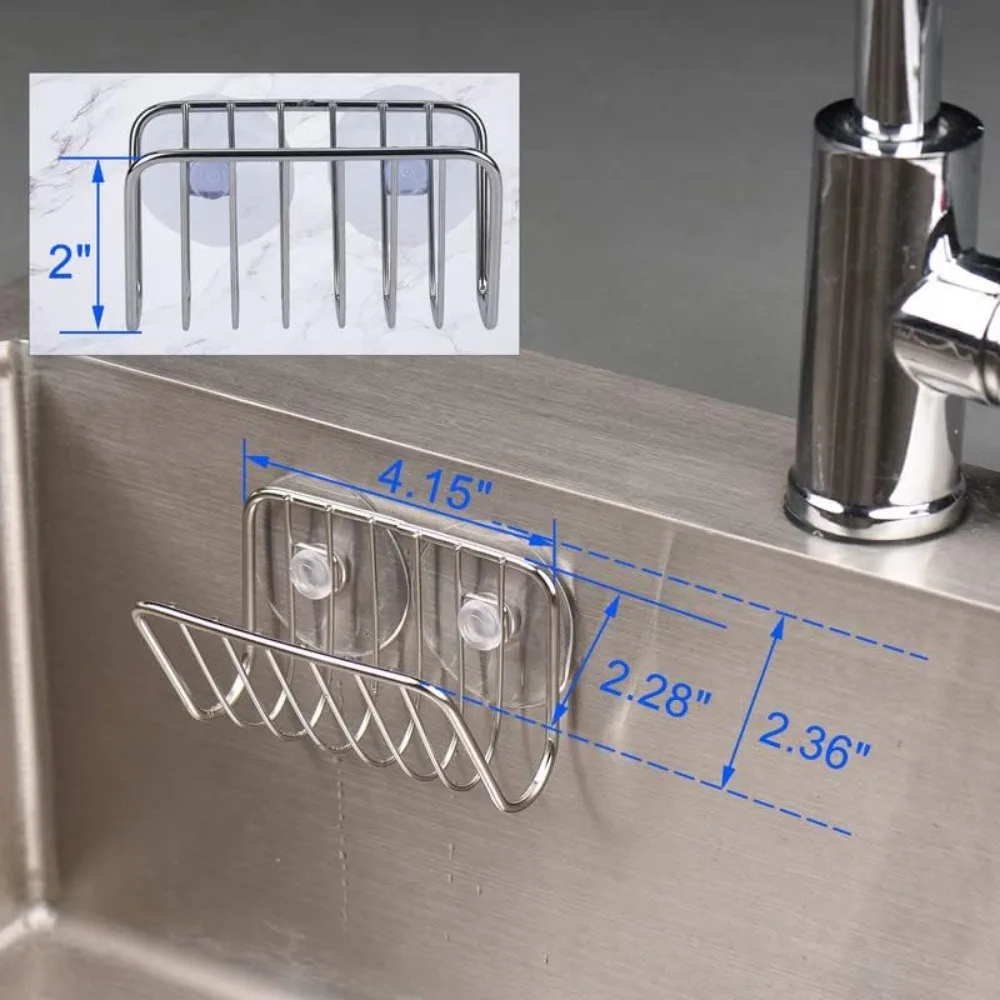 

Держатель для губки для кухонной раковины, из нержавеющей стали, на присоске - серебристый