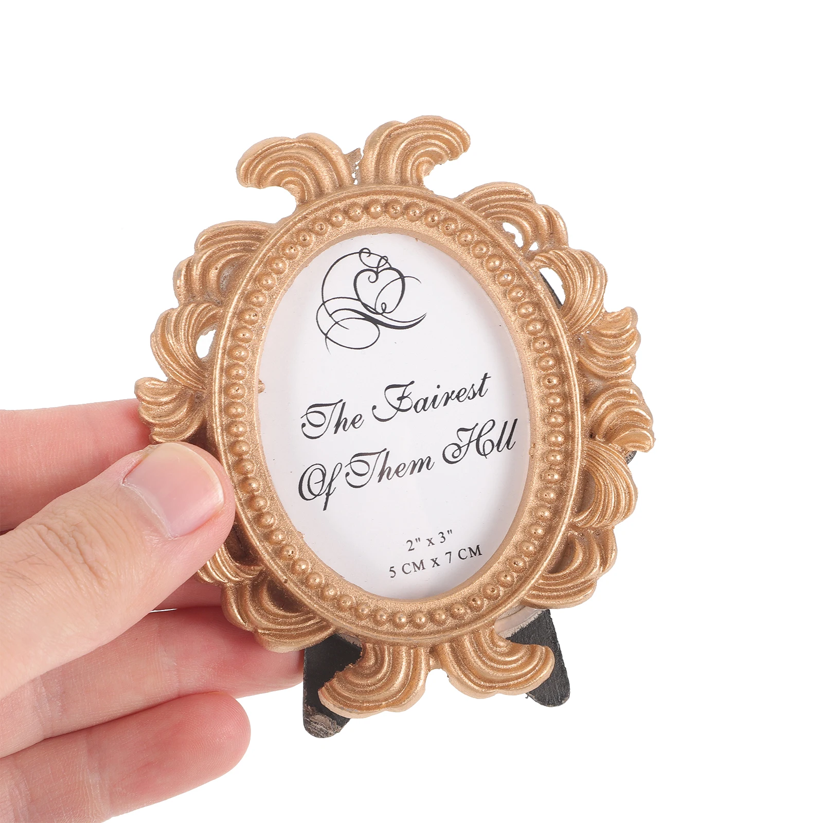 

2pcs Small Photo Frame Clip Wedding Gifts Decor Gold Resin Desk Frames Retro Wall Hanging Tabletop