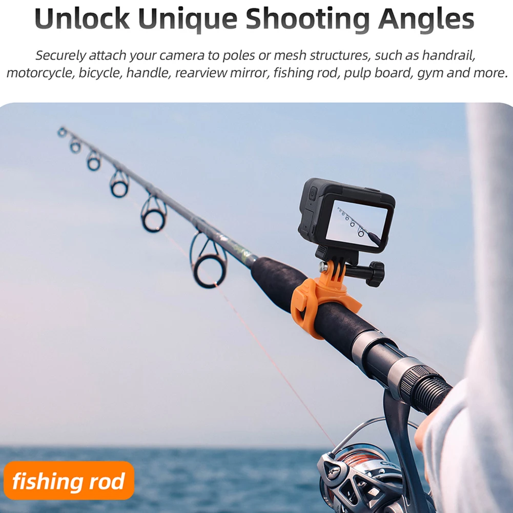 Flexible Wrap Band 360 Rotatable Elastic Handlebar Mount Bike Motorcycle Handlebar Clip Holder for DJI Action 5 Pro Insta360