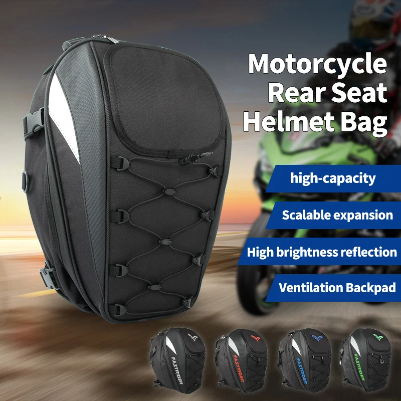 

Dual Use Waterproof Helmet Bag Motorcycle Tail Bag 30L-40L Box Rear Seat Bag Large Capacity Rider Backpack Motorbike Accessories