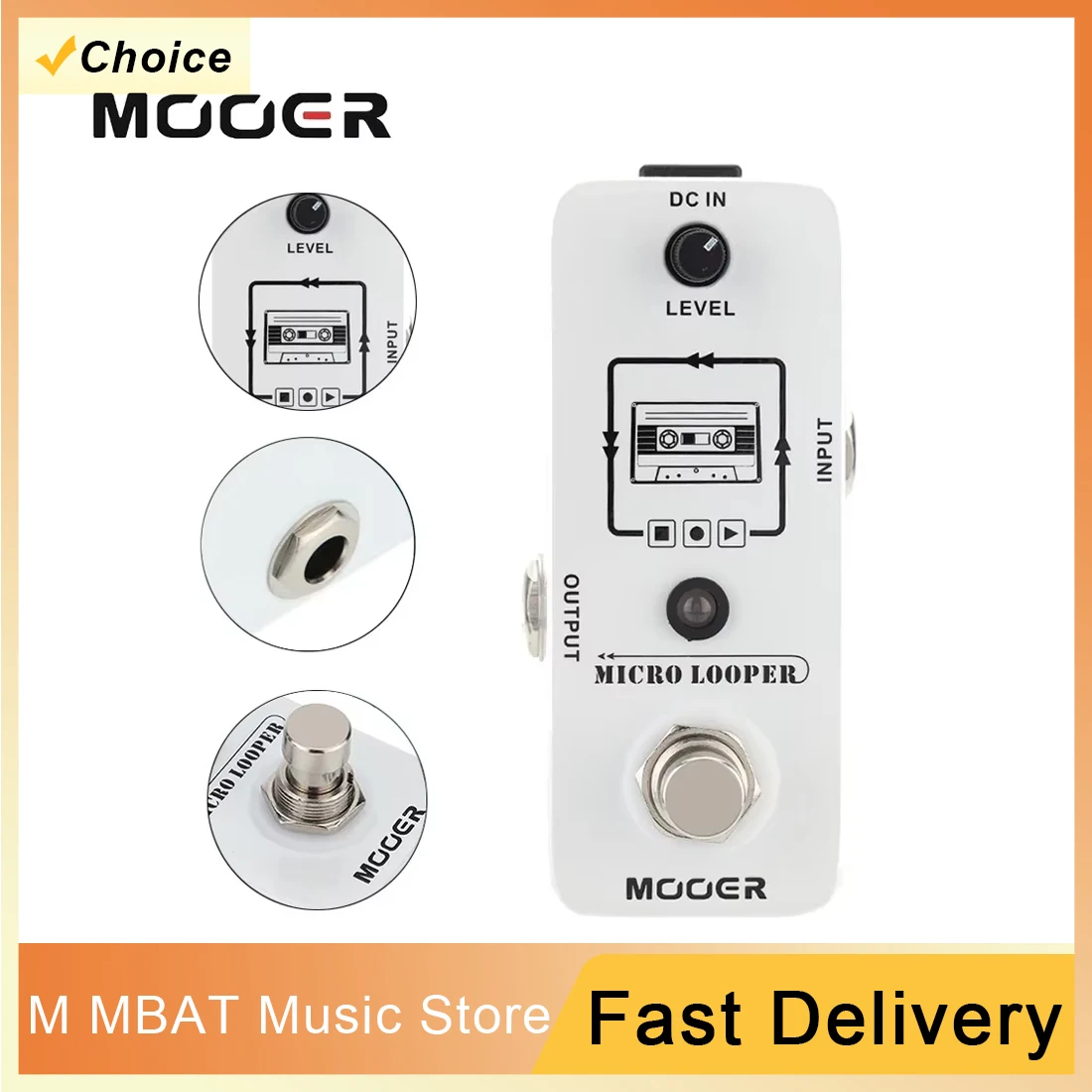 

Педаль-лоупер Mooer MLP1 Micro: мини-педаль для записи лупов, аксессуар для электрогитары, время записи до 30 минут