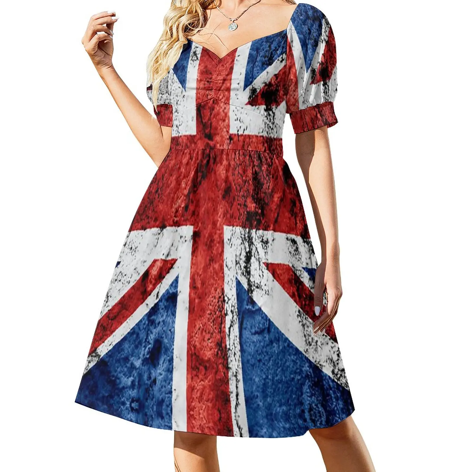 

Britain Flag Vintage Dress Sexy V Neck Elegant Dresses Women Streetwear Graphic Oversized Casual Dress Birthday Gift