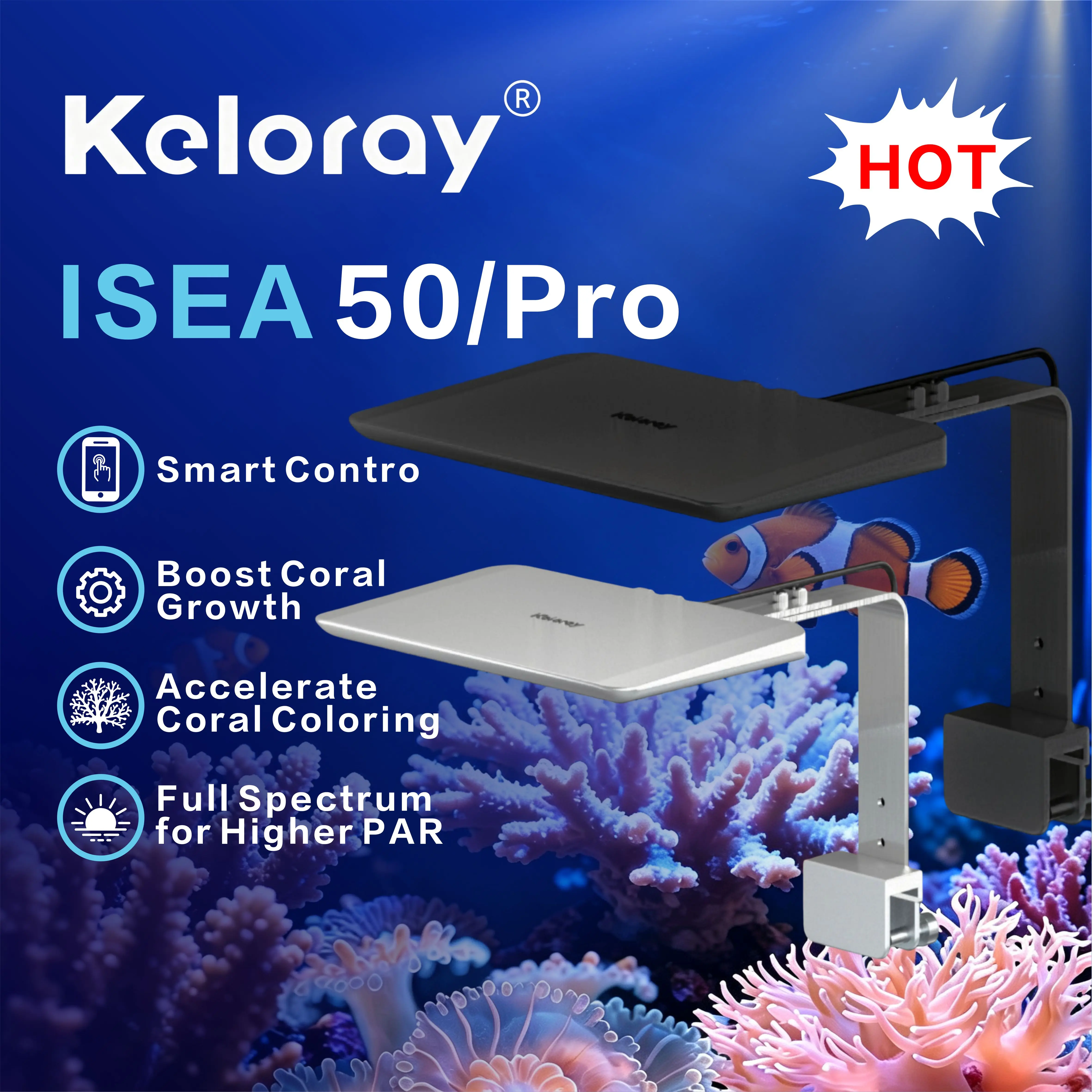 Reef Lighting - Keloray iSEA50/Pro Full Spectrum Reef Aquarium