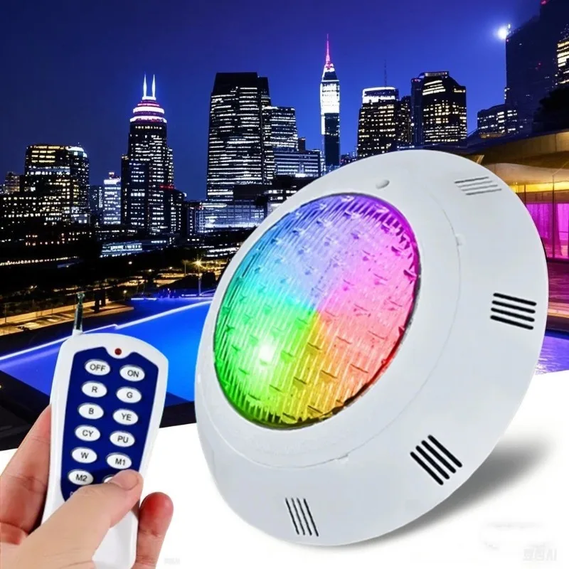 

LED Underwater Swimming Pool Light RGB Color Changing RF Remote Control Wall Mounted 35V 45V Low Voltage IP68 Waterproof Lamp