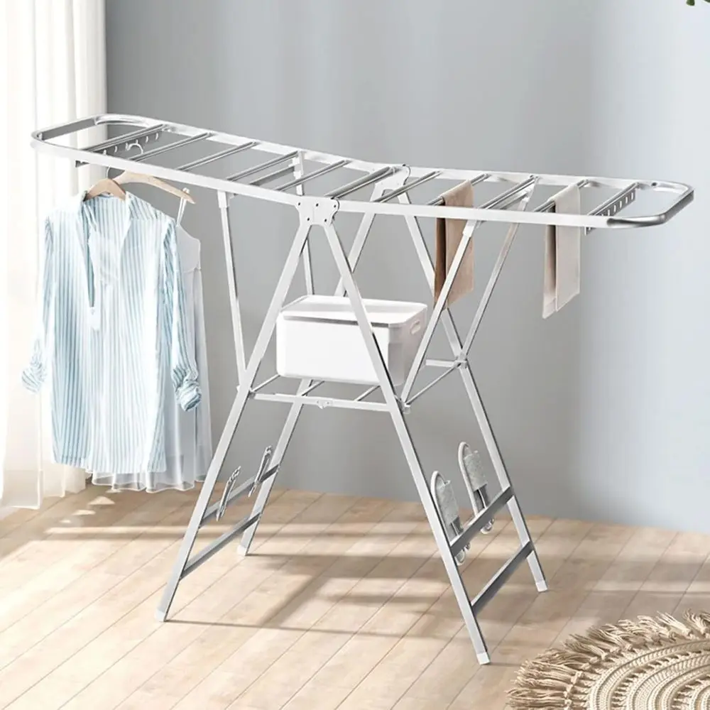 

Collapsible Stainless Steel Laundry Drying Rack, Space-Saving, Adjustable for Clothes, Towels, Linens, Indoor/Outdoor Use, with