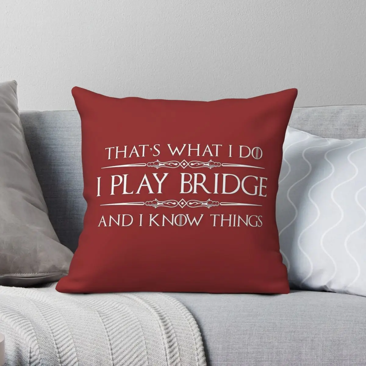 Bridge Player Gifts Square Pillowcase Polyester Linen Velvet Pattern Zip Decor Room Cushion Cover