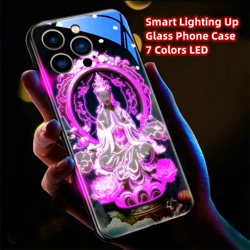 Buddhaland Gleams Design Schallgesteuerte LED-Blitzhüllen Leuchtende Glasabdeckung für Samsung S26 S25 S24 S23 S22 S21 FE Plus Ultra – Detail 28