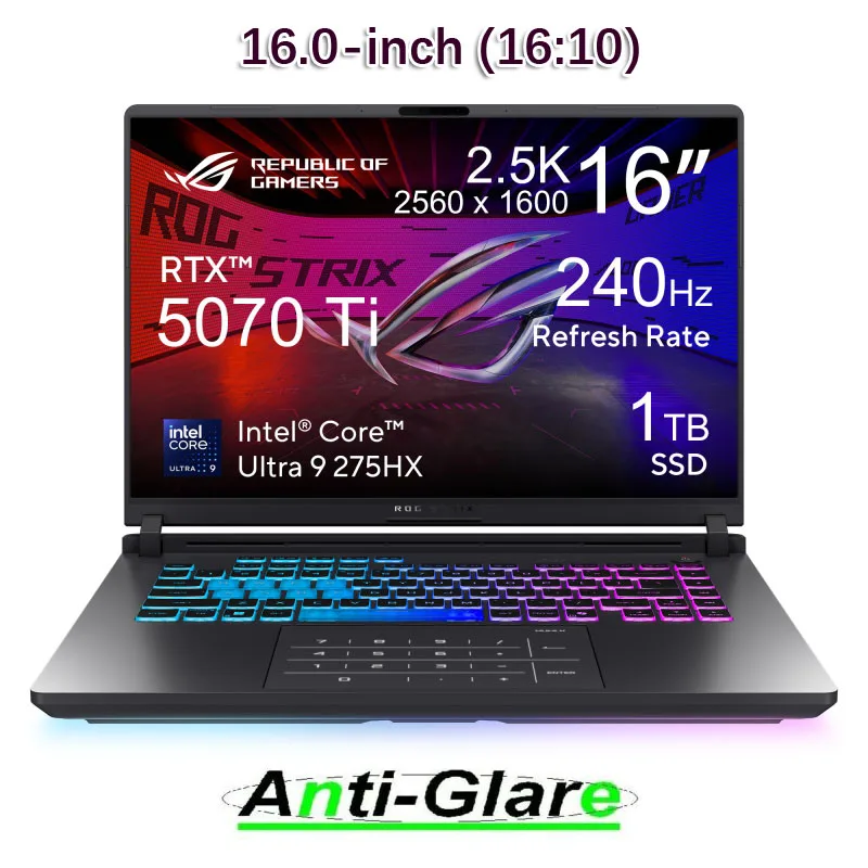 

2 антибликовых защитных экрана для игрового ноутбука ASUS ROG Strix G16 2025 G615LM G615LP G615LR G615LM/16 2025 G635LW G635LX 16:10