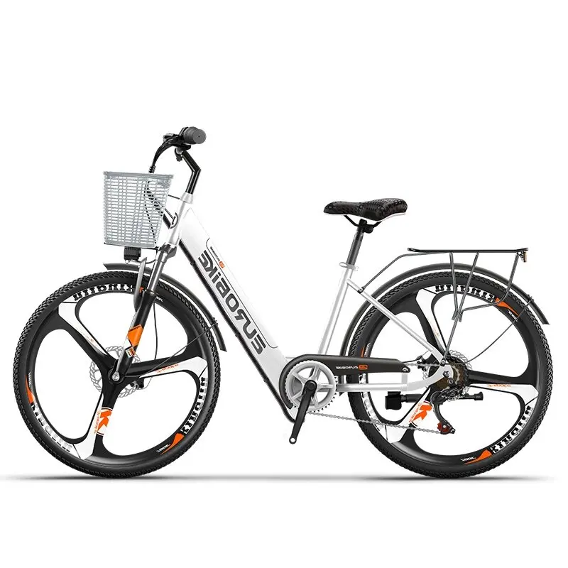 350W Electric Bicycle For Men 26inch 36V 15AH Electric Bike Women City To 2 People With Basket Removable Battry 7 Speed eBikes