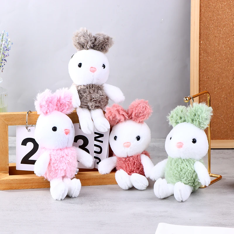 Cute Rabbit Keychain Plush Doll Toy Cartoon Bunny Animal Keyring Pendant Backpack Charms Bag Hanging Ornaments Decor Accessories