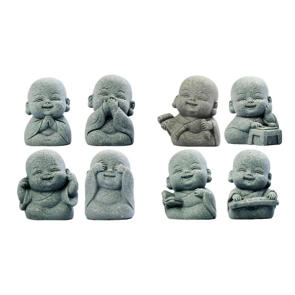 4PCS Gifts Cute Buddha Statue New Chinese Style Desktop Ornaments Monks Buddhism Figurines Zen Little Monk Figurines