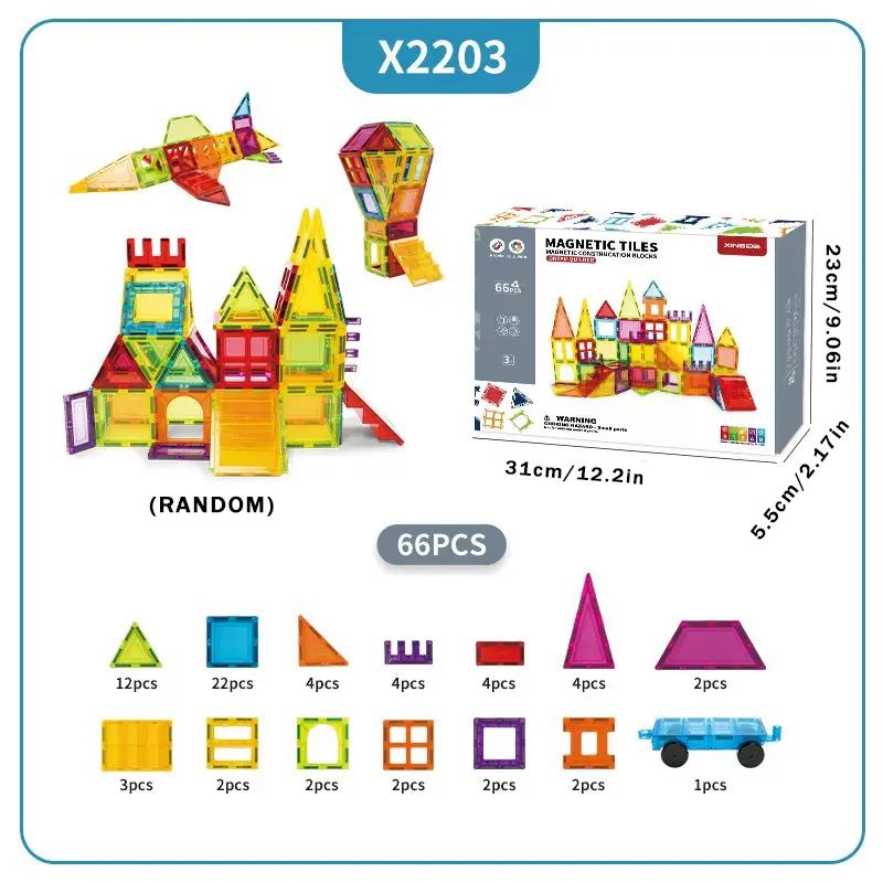 Confezione di accessori per integratori magnetici per auto da 2,95" per giocattoli sensoriali per piastrelle di blocchi magnetici