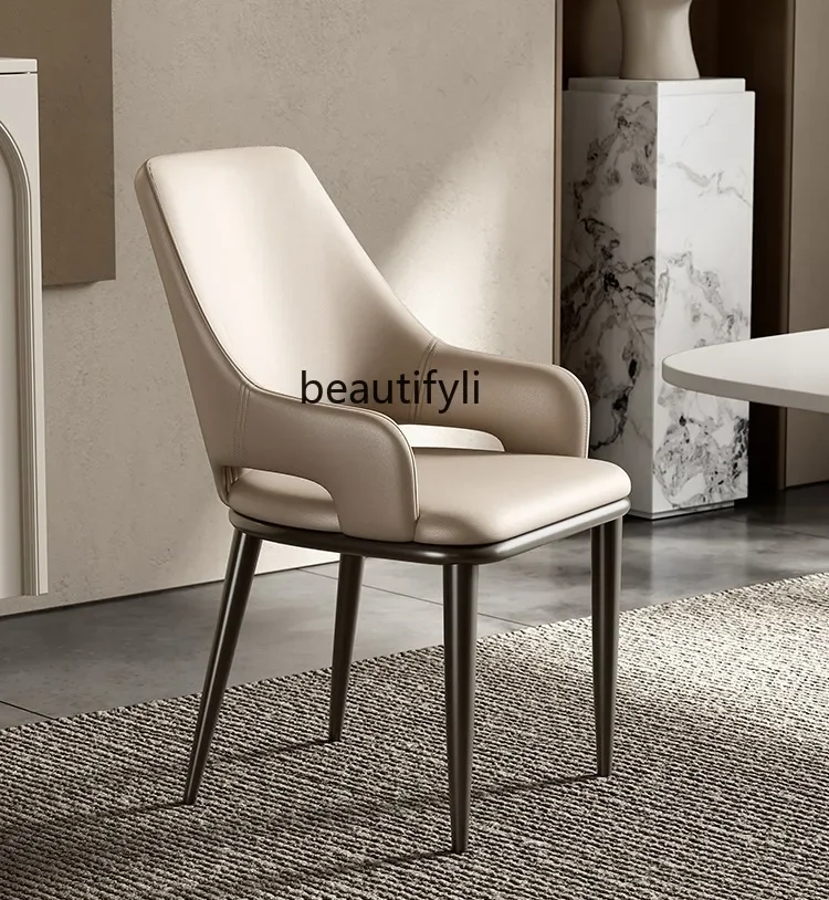 Dining table, Nordic light luxury dining chair, modern simple home Italian style, hotel leather back stool chair