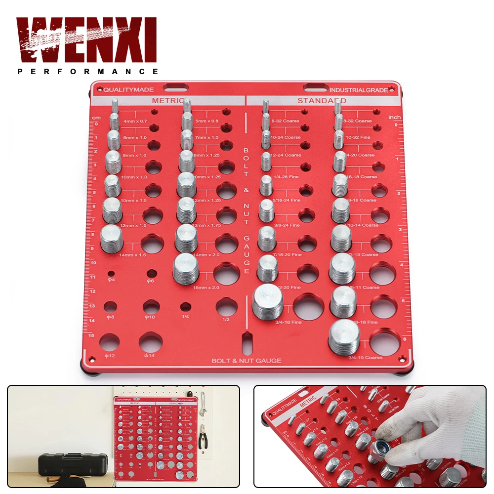 

34PCS Screw Nut & Bolt Thread Checker W/ 15 Metric & 19 Standard Append 8 Sizes Drill Gauges Measuring Tool Identifier Gauge