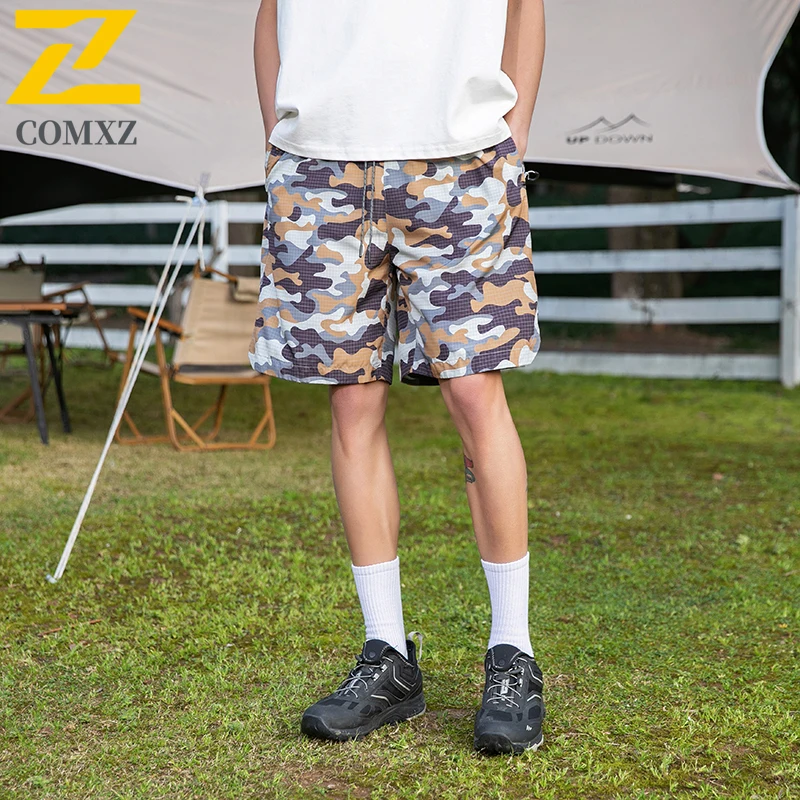 

Камуфляжные мужские повседневные шорты, новинка лета 2025 г., быстросохнущие дышащие свободные спортивные шорты из ледяного шелка, уличные пляжные шорты для серфинга