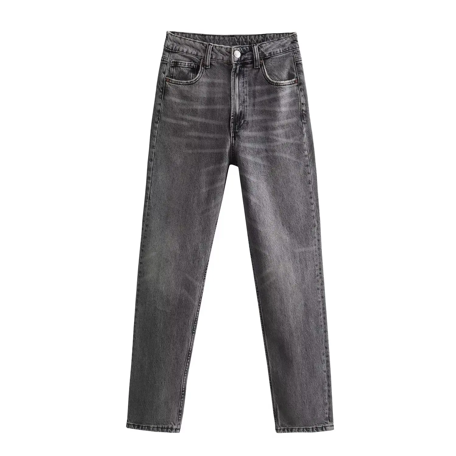 Dave&Di Vintage Mommy Jeans High Street  Old Straight Leg Washed Jeans Women Casual Denim Pants