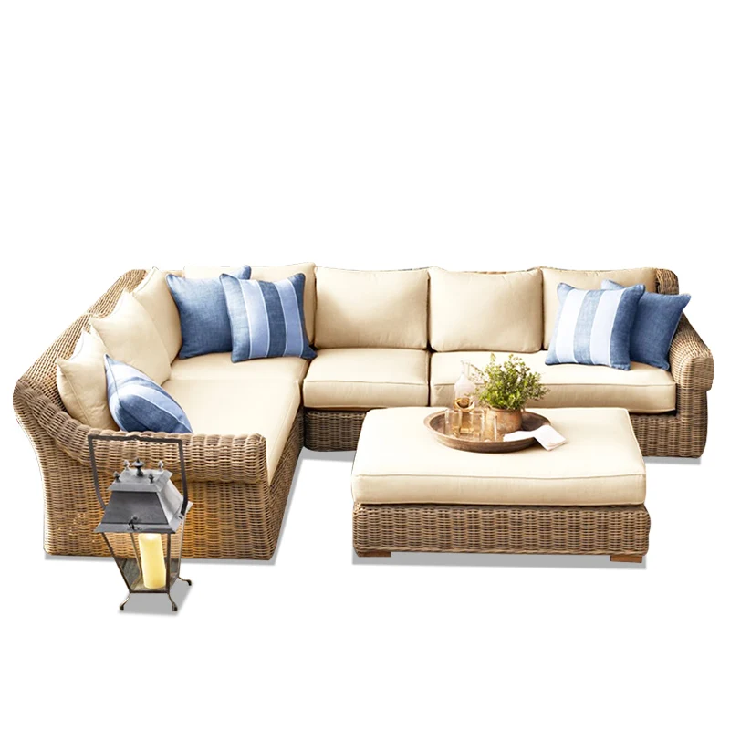 Outdoor leisure garden courtyard corner rattan chair sofa outdoor round rattan woven furniture