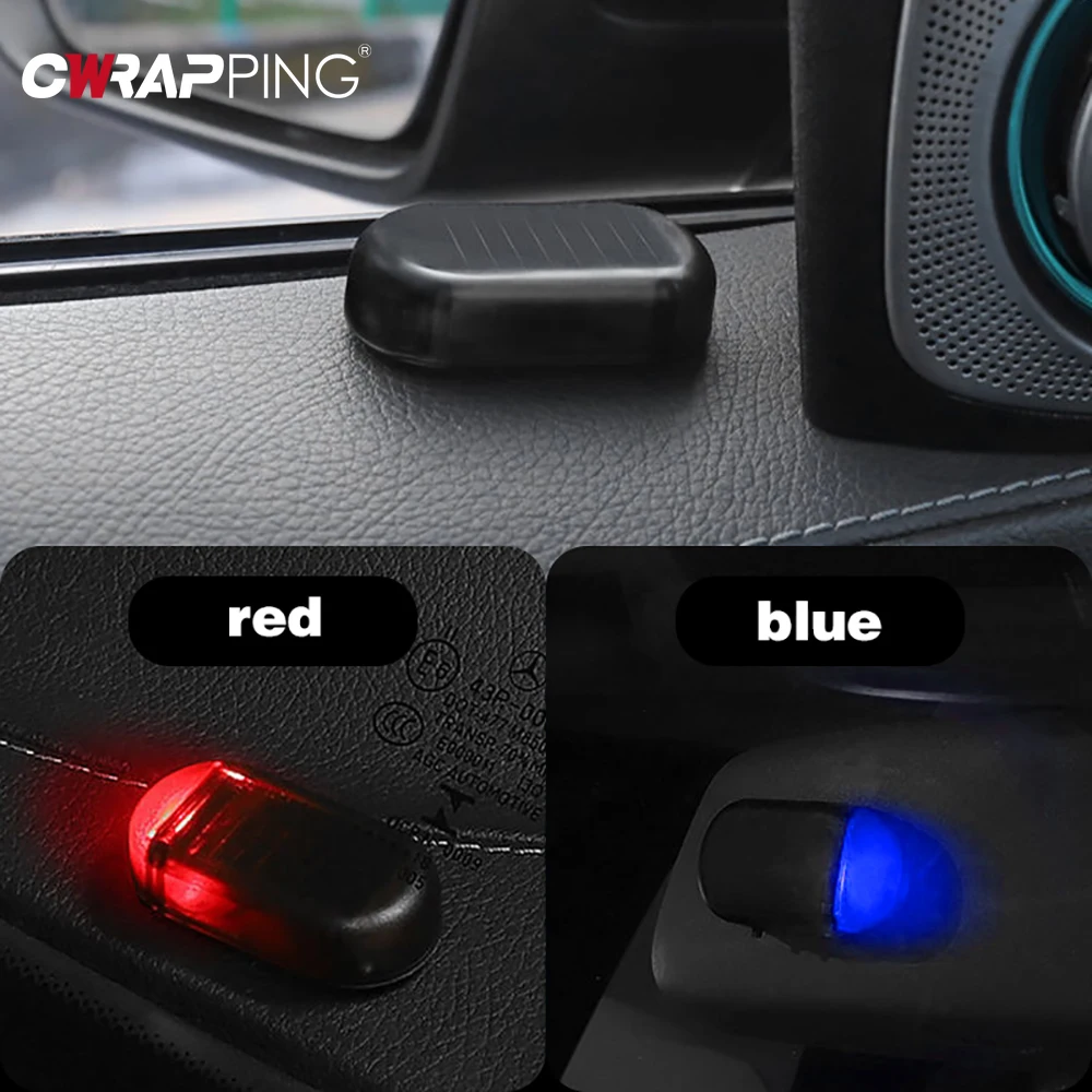 1Pcs Car Fake Security Light Solar Powered Simulated Dummy Alarm Wireless Warning Anti Theft Caution Lamp LED Flashing Imitation image 5