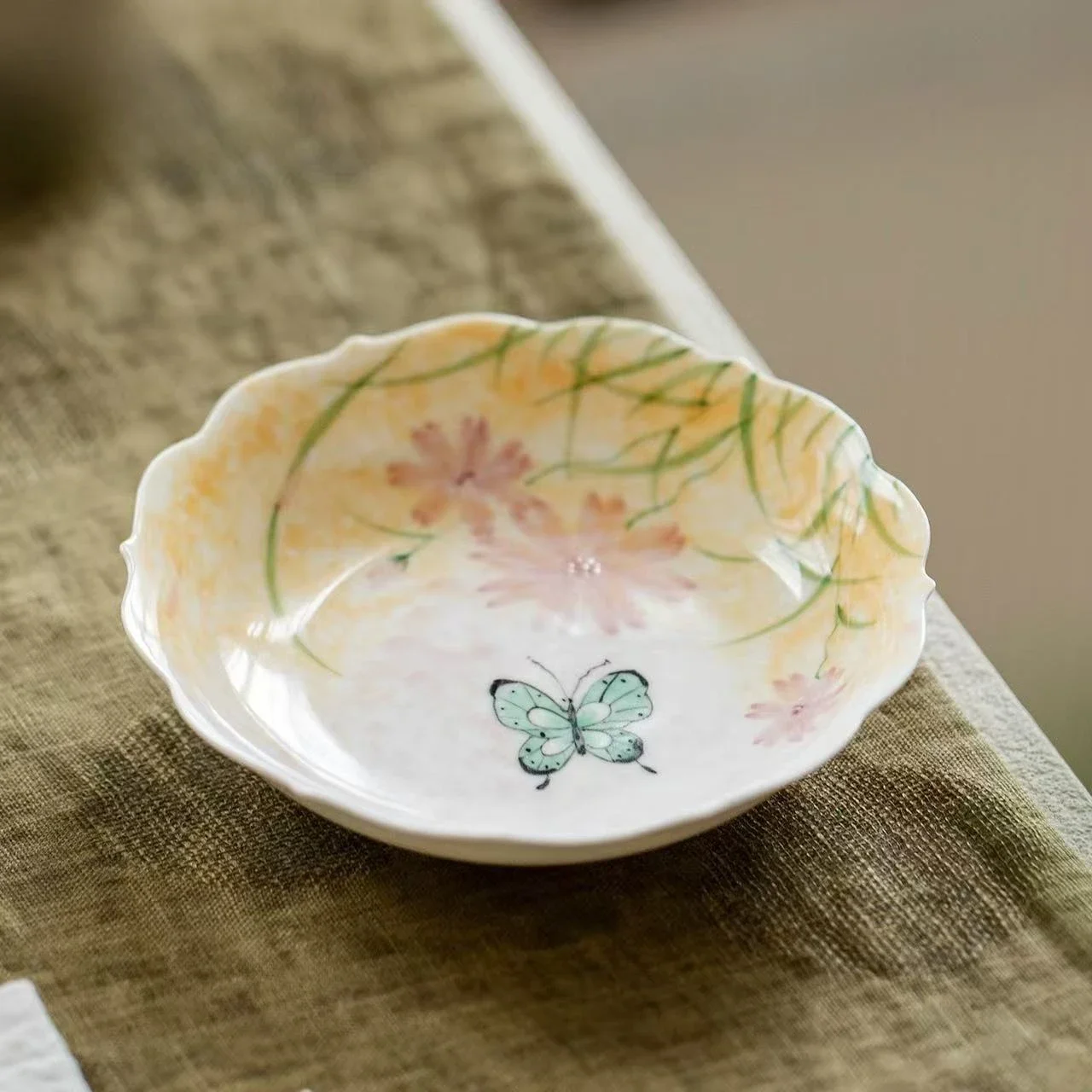 Oil Painting Style Hand-painted Ceramic Pot Bearing Kung Fu Tea Set Flower Mouth Tea Point Plate Dry Brewing Plate Tea Ceremony