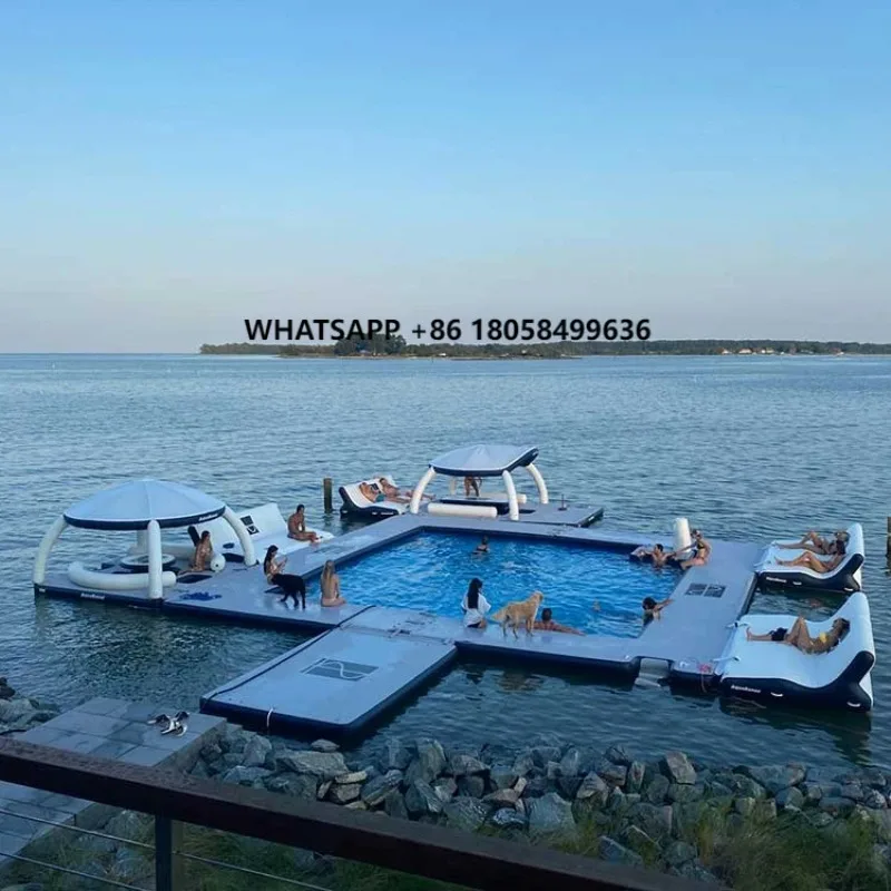 

2022 Hot Inflatable Floating Platform New Design DWF Summer Water Inflatable Floating Island Dock Floating Leisure Platform