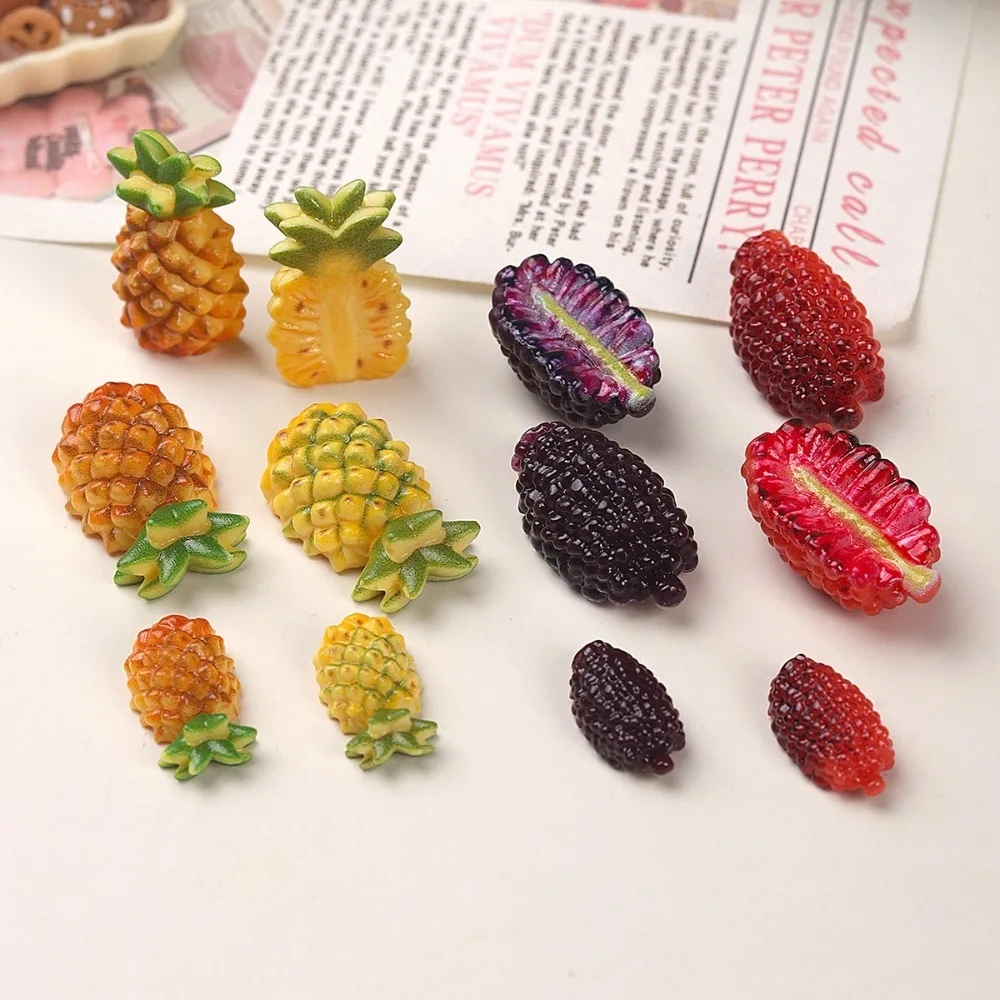 10pcs Mini Kawaii Cute Pineapple Flat Back Cabochons Scrapbook Diy  Party Hairpin Accessories Home Decoration Craft