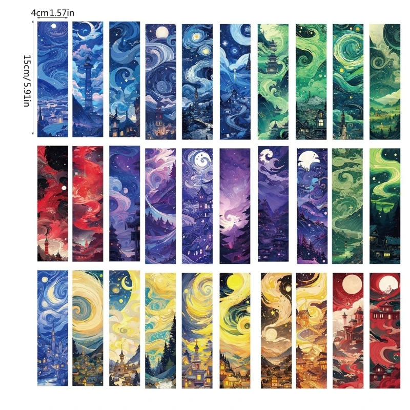 30Pcs Reading Bookmarks Oil Painting Theme Bookmarks Gift for Book Lover Reader