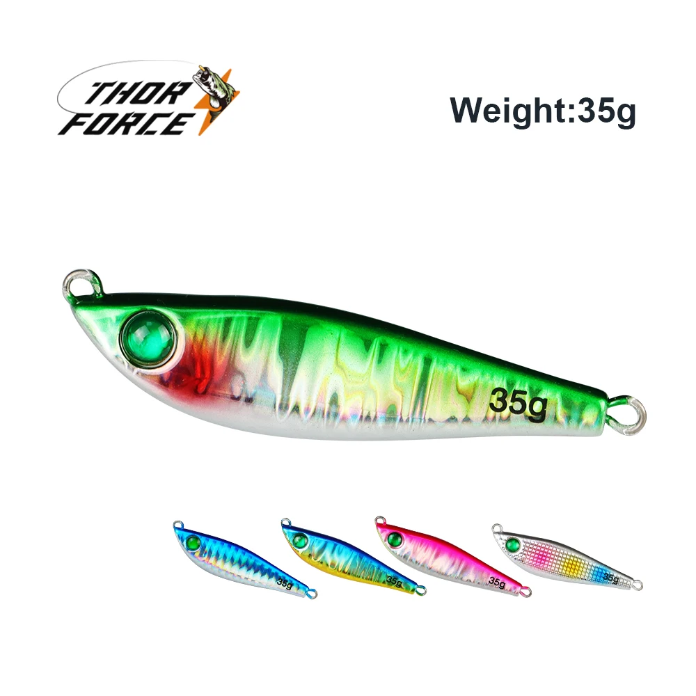 Thorforce Tungsten Jig Lures 35g 1PC Tungsten Material Luminous Laser Paper Metal Jigging Saltwater Fishing Hard Bait