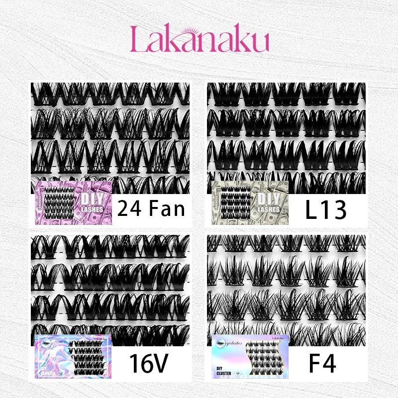 LAKANAKU Cat Eye False Eyelash Extension DIY Lash String Fluffy Soft and Easy to Operate Cluster Bundle Lashes