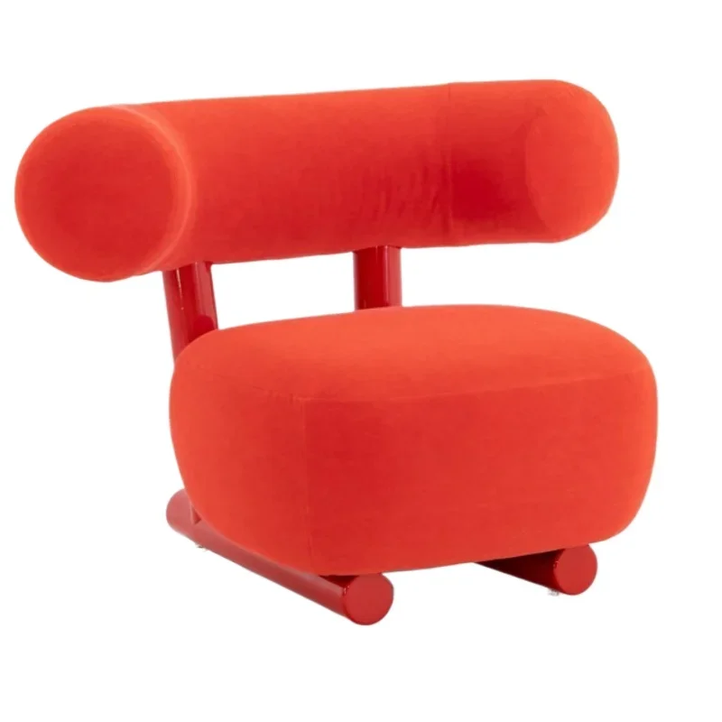 

Italian designer sleigh single chair, small apartment simple lazy lamb wool stainless steel casual chair