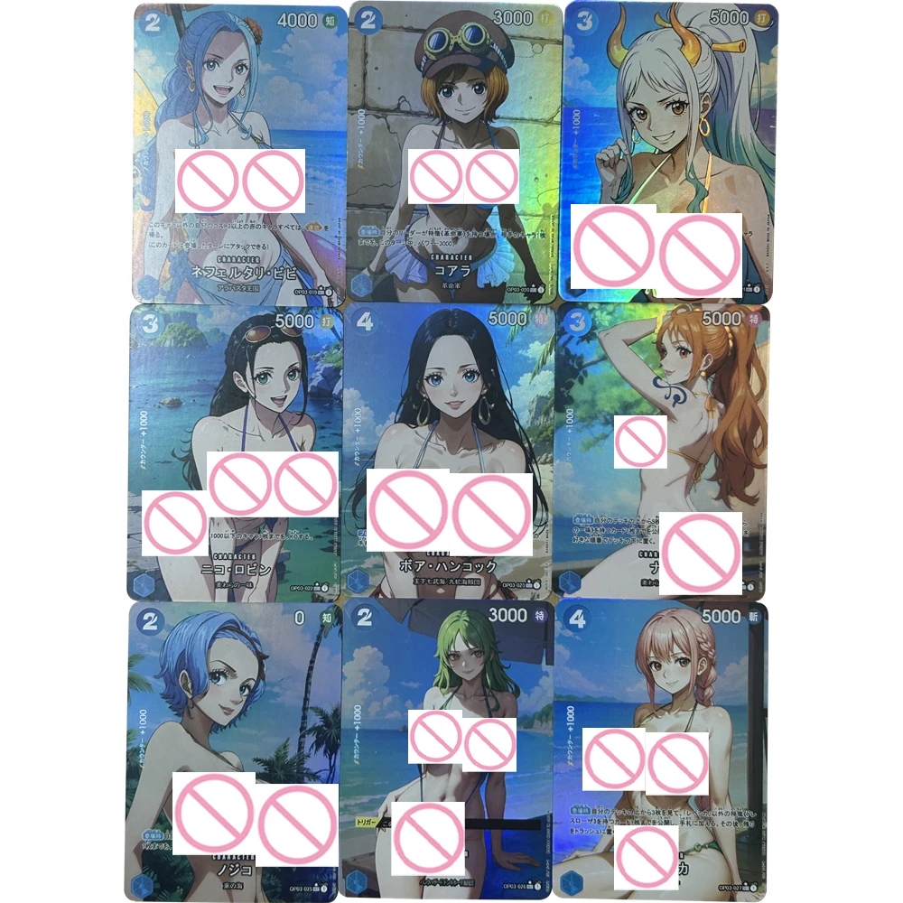 

9Pcs/set Anime OPCG Sexy Collection Card Nami Uta Boa Hancock Big Chest Refractive Color Flash Card Gifts 63*88mm