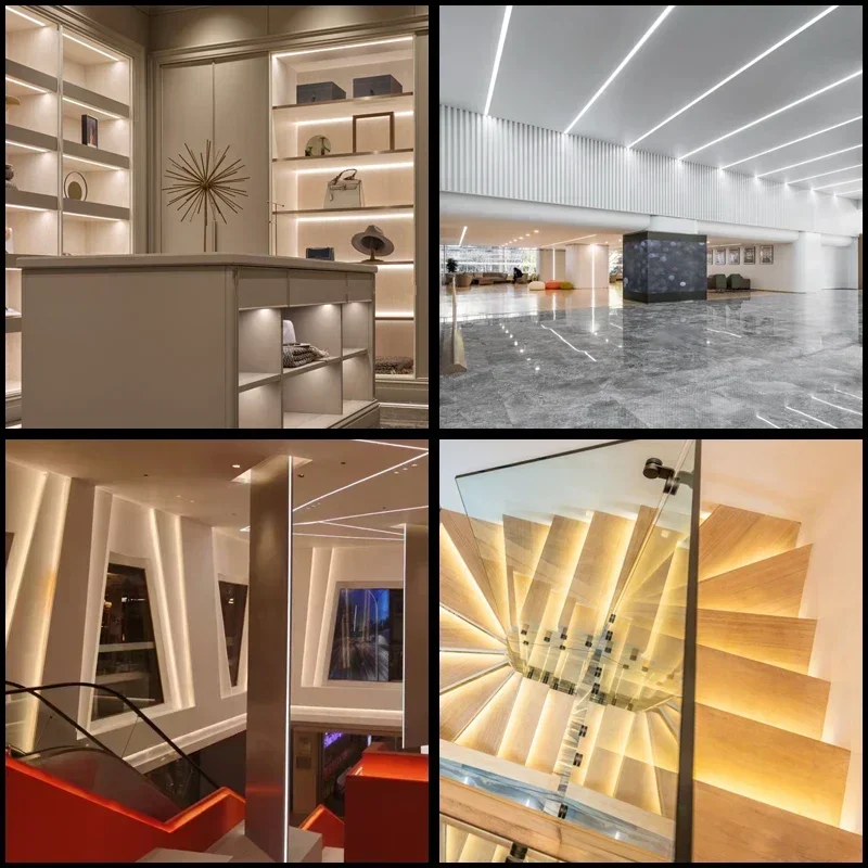 1 متر/0.5 متر أسود/أبيض LED قناة ألومنيوم مع شريط Led دافئ V/U/YW غطاء حليبي أسود عمود إضاءة Led ضوء DC12V 6000/4000/3000 كيلو ديكور #5