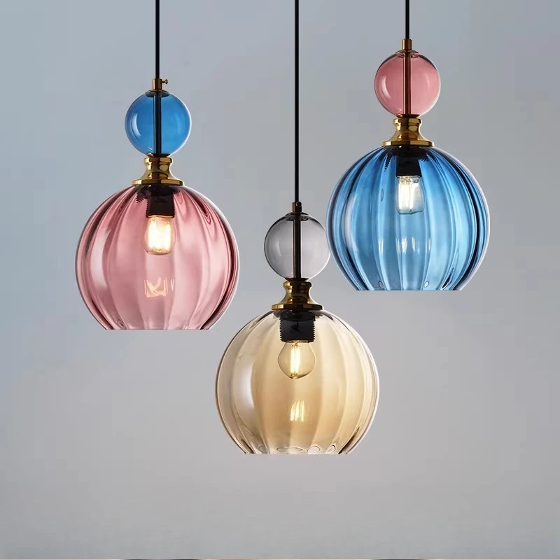 Modern stained glass chandelier Restaurant bar bedside creative bedroom personality model room Pendant lamp home decor Light